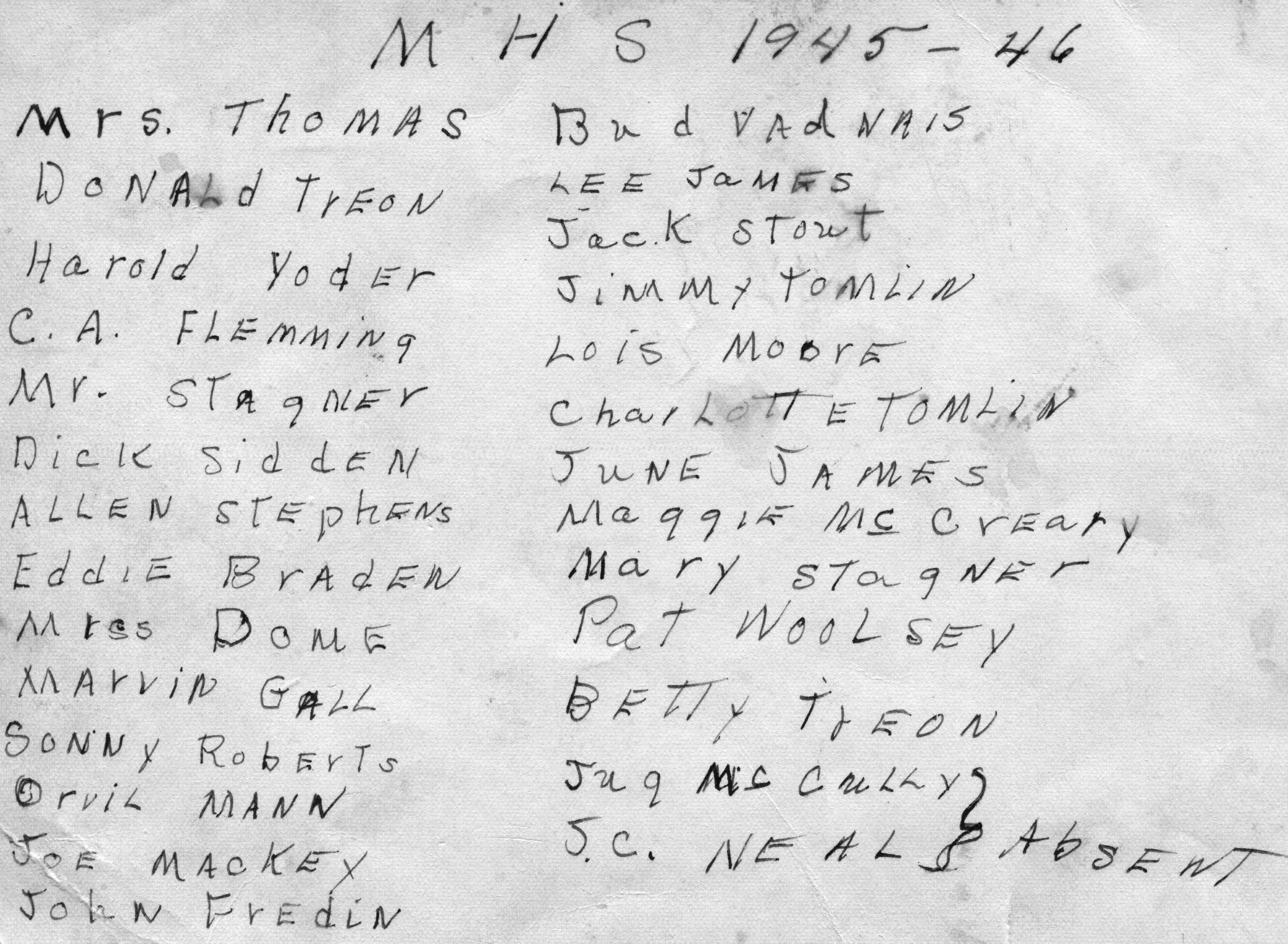 [Classes in 1945 - 46]